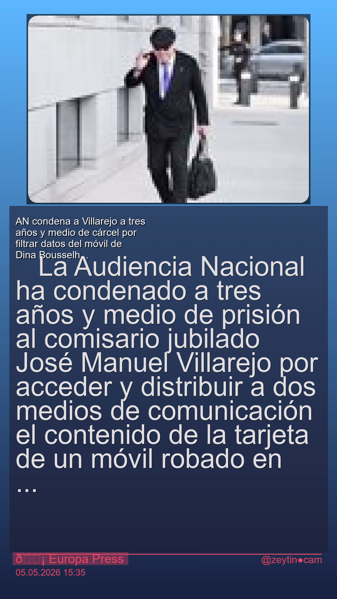 AN condena a Villarejo a tres años y medio de cárcel por filtrar datos del móvil de Dina Bousselham a periodistas