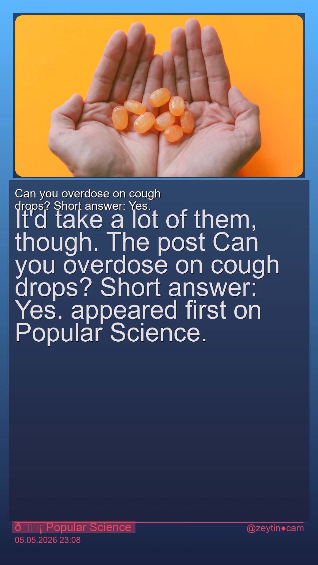 Can you overdose on cough drops? Short answer: Yes.