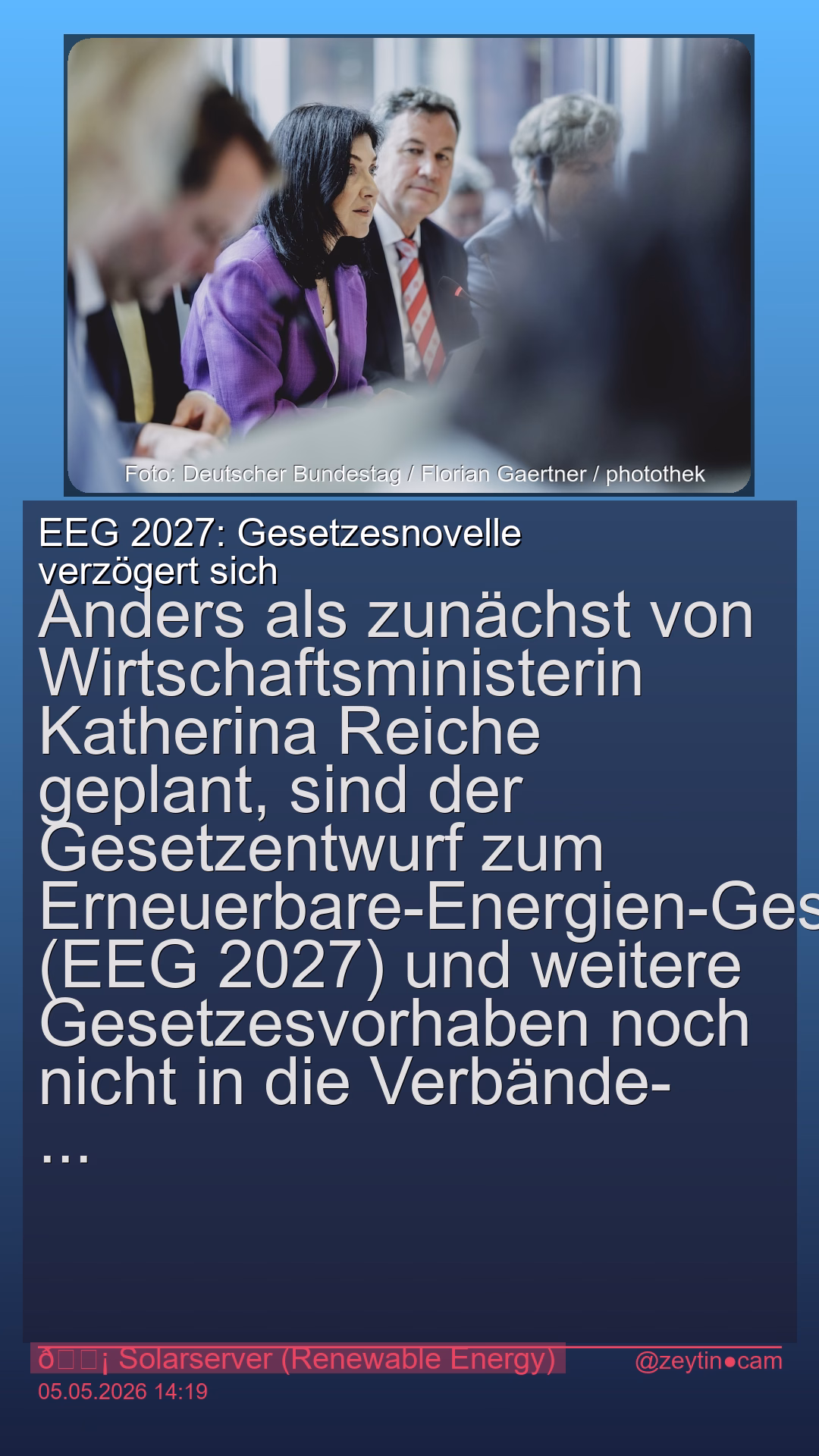 EEG 2027: Gesetzesnovelle verzögert sich