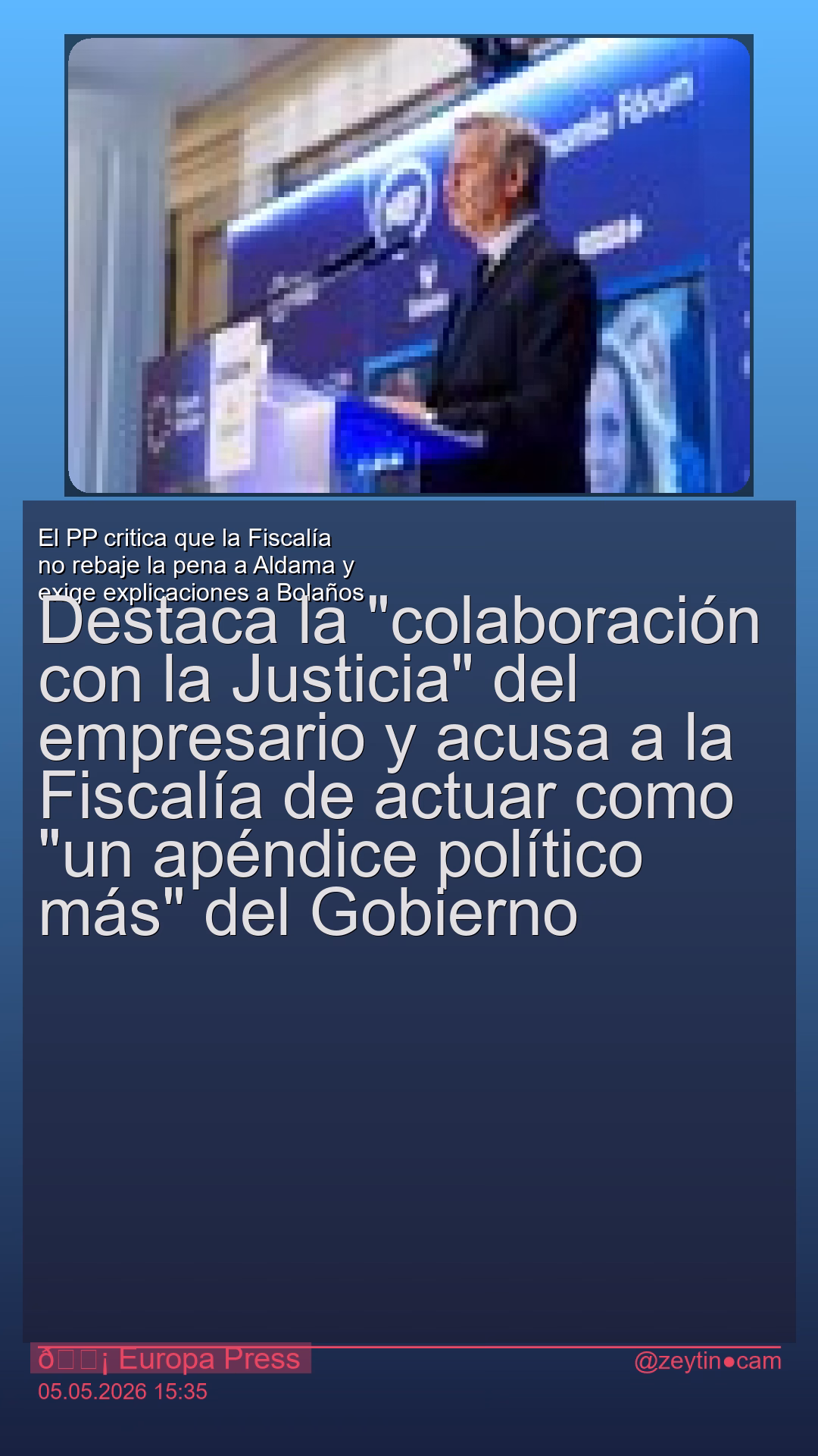 El PP critica que la Fiscalía no rebaje la pena a Aldama y exige explicaciones a Bolaños