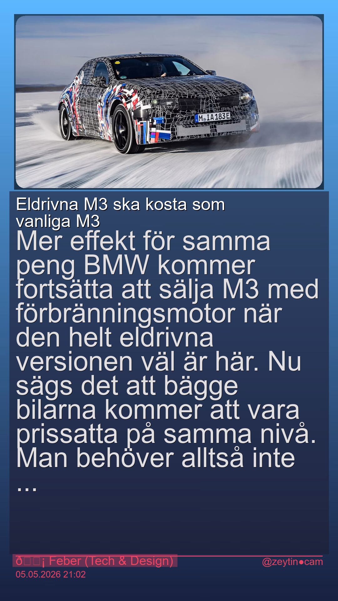 Eldrivna M3 ska kosta som vanliga M3