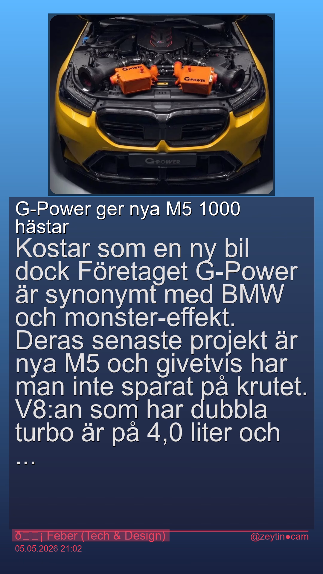G-Power ger nya M5 1000 hästar