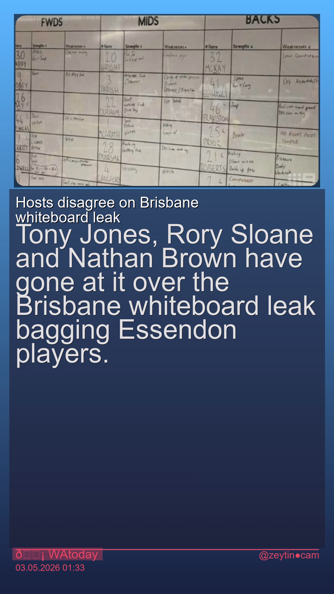 Hosts disagree on Brisbane whiteboard leak