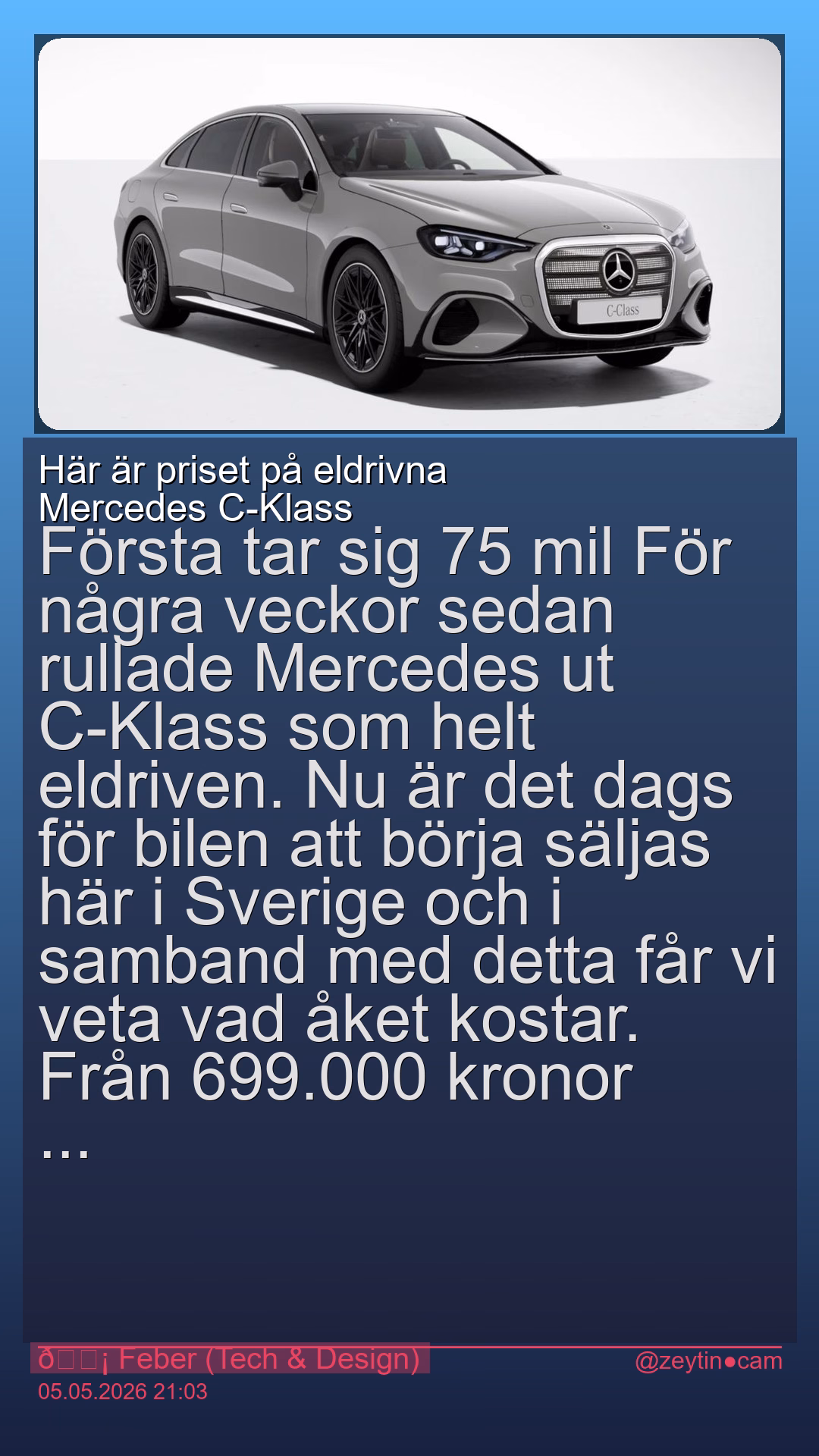 Här är priset på eldrivna Mercedes C-Klass