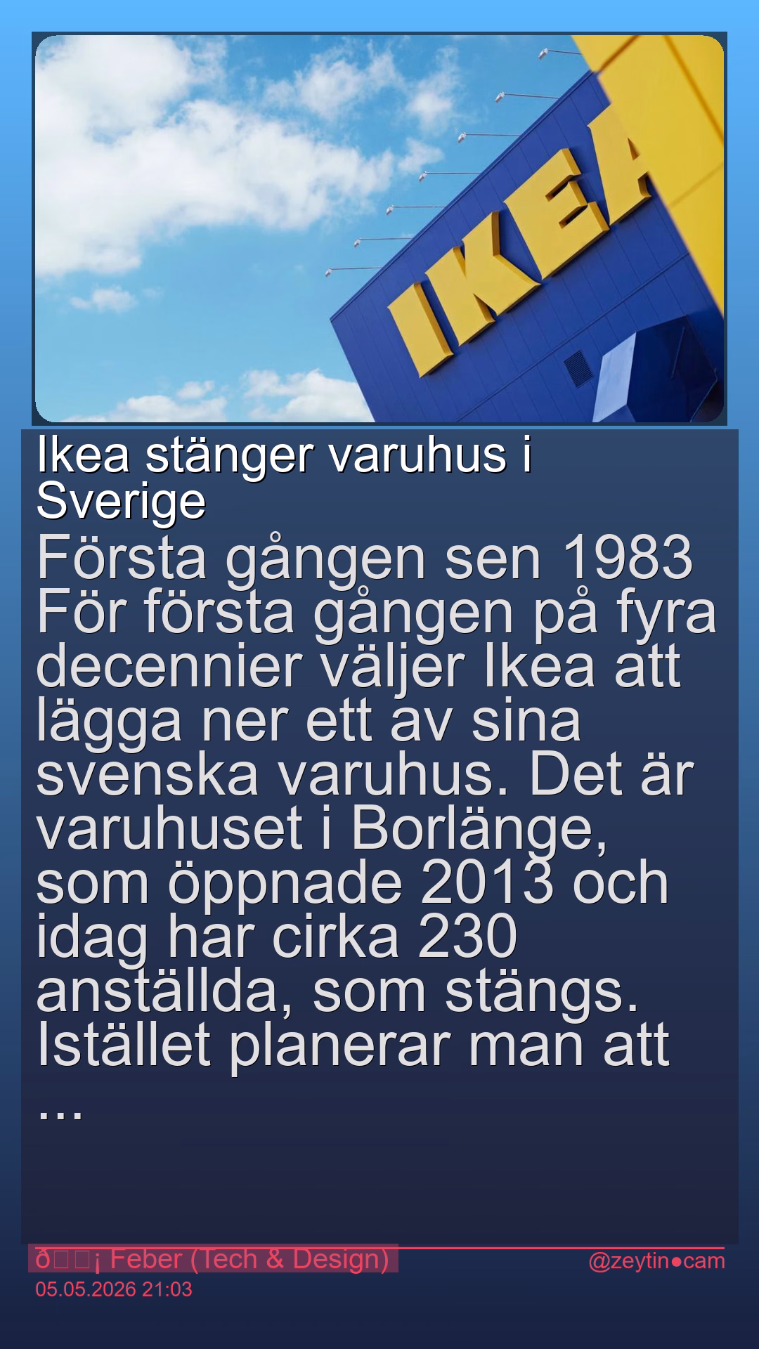 Ikea stänger varuhus i Sverige