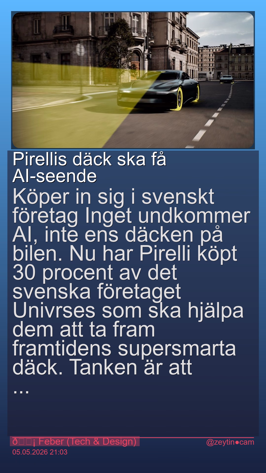 Pirellis däck ska få AI-seende
