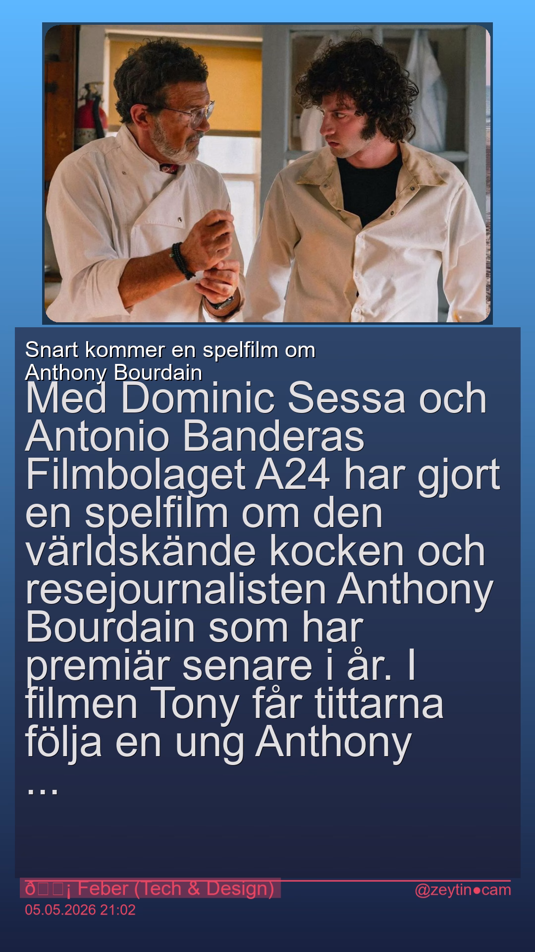 Snart kommer en spelfilm om Anthony Bourdain