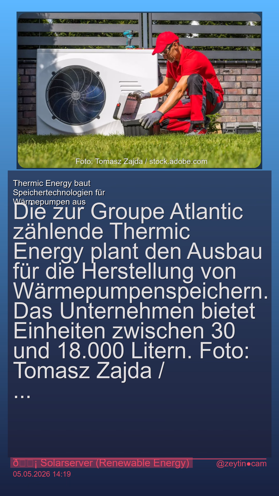 Thermic Energy baut Speichertechnologien für Wärmepumpen aus