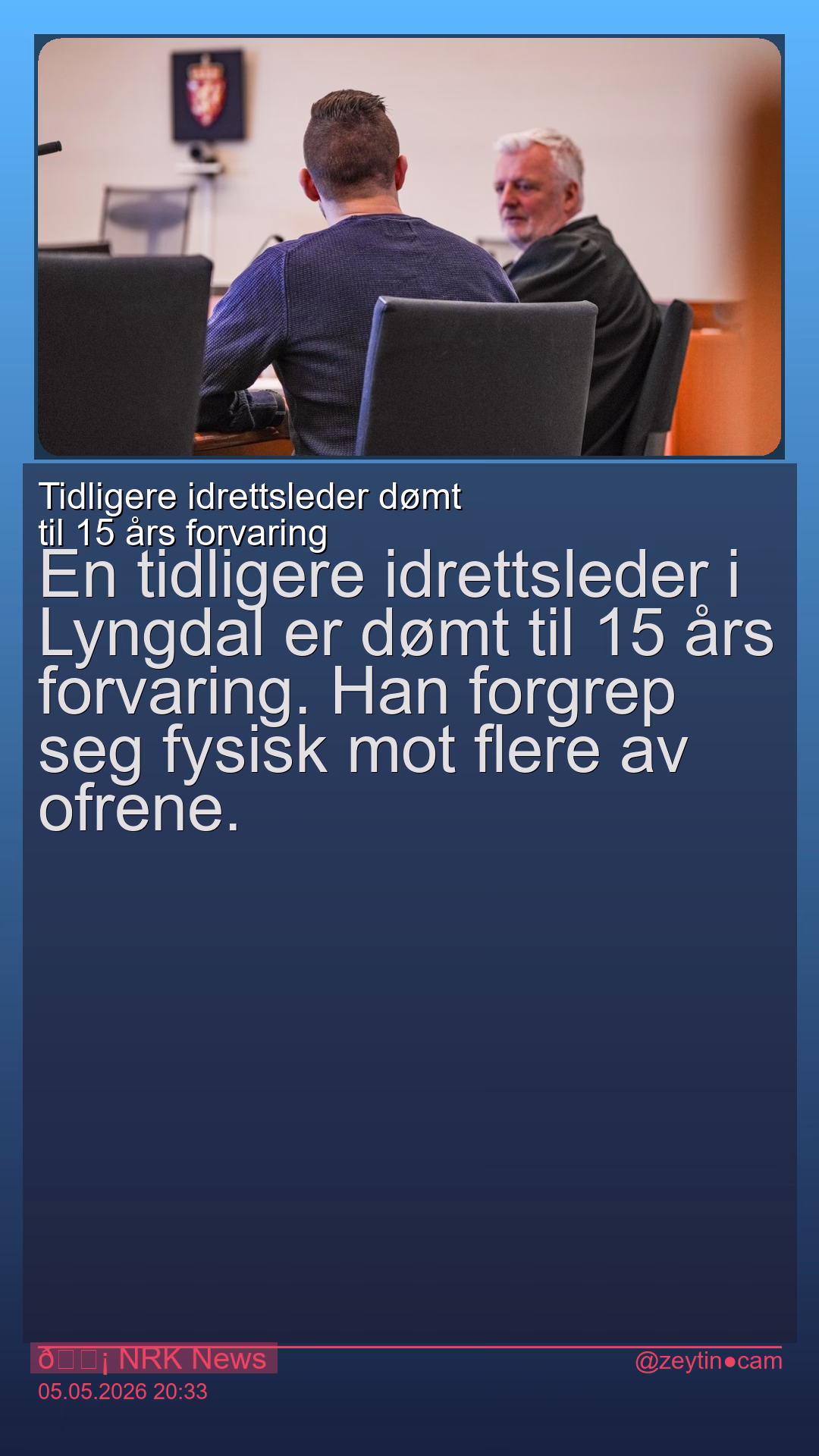 Tidligere idrettsleder dømt til 15 års forvaring