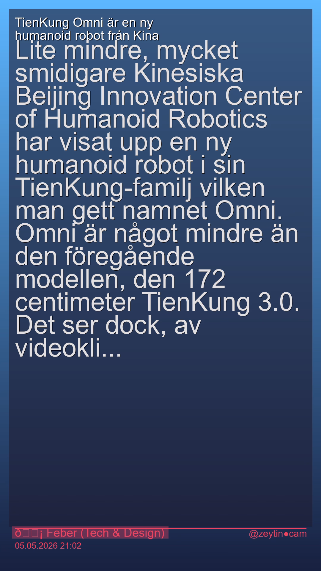 TienKung Omni är en ny humanoid robot från Kina