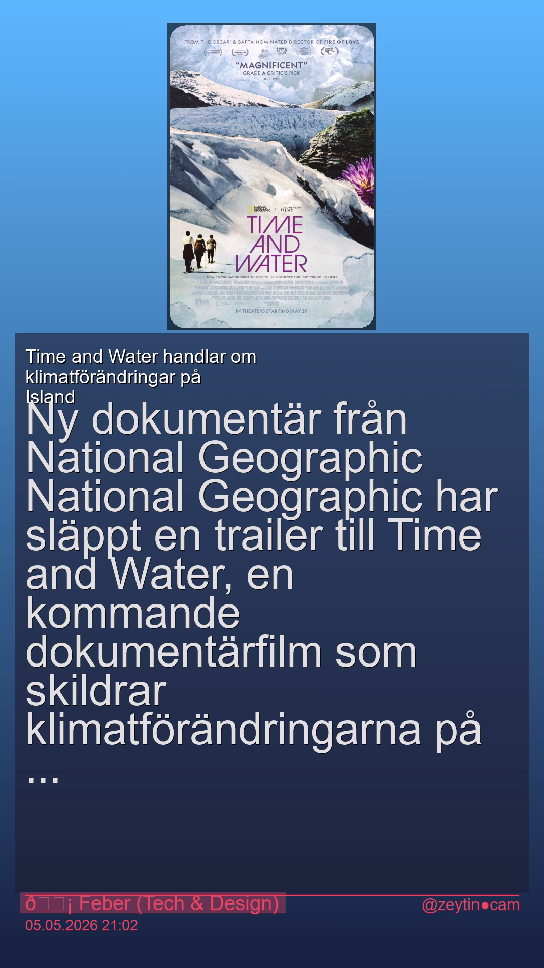 Time and Water handlar om klimatförändringar på Island