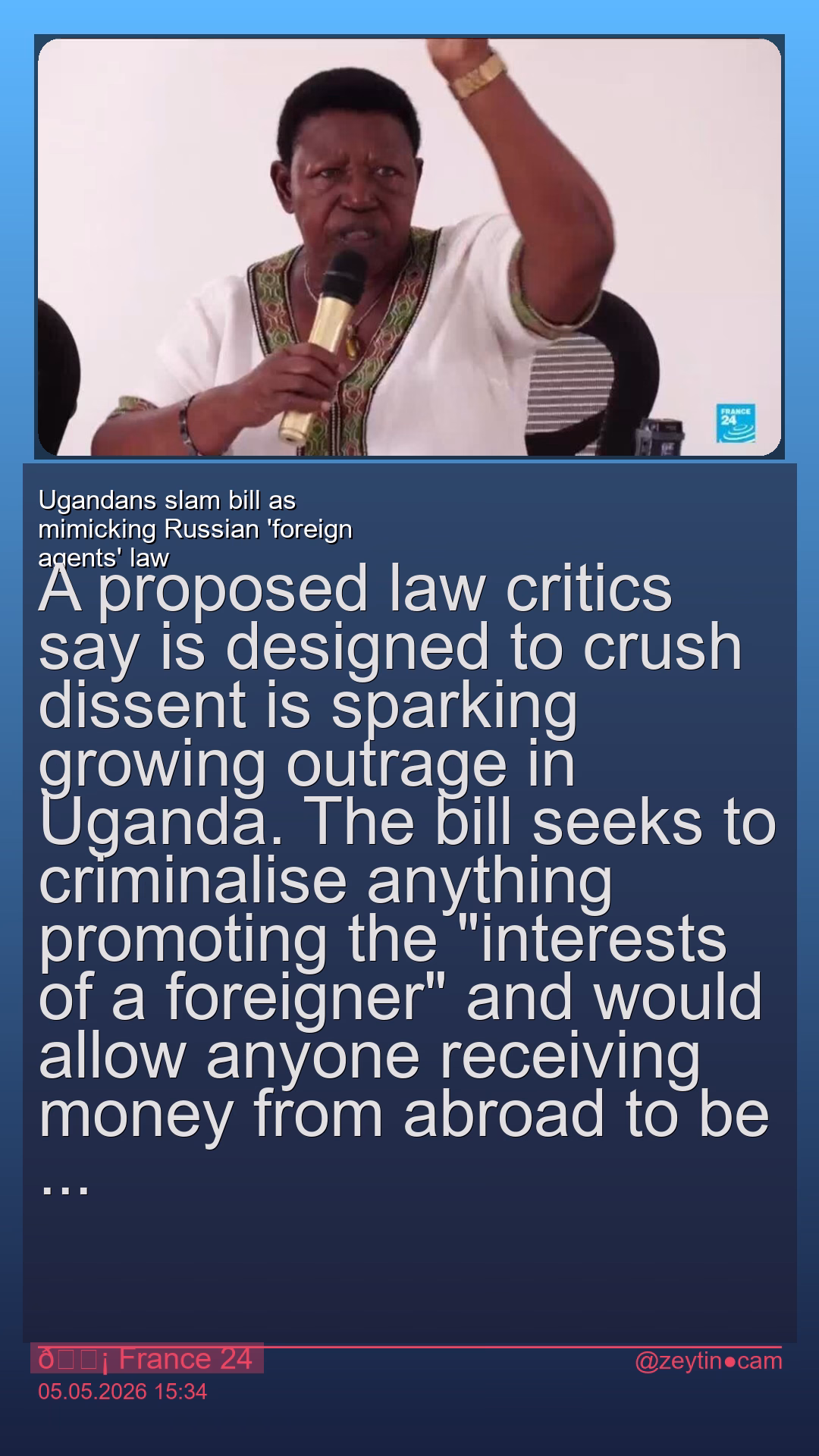 Ugandans slam bill as mimicking Russian ‘foreign agents’ law