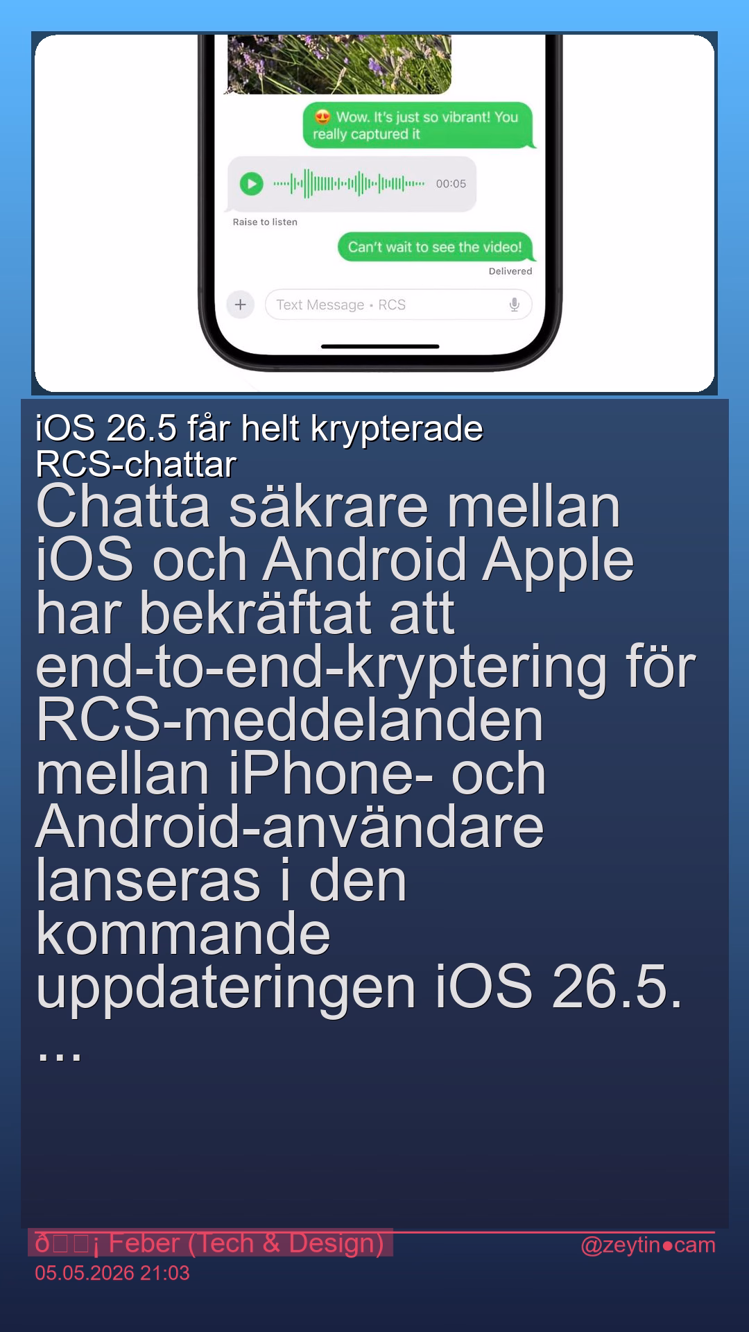 iOS 26.5 får helt krypterade RCS-chattar